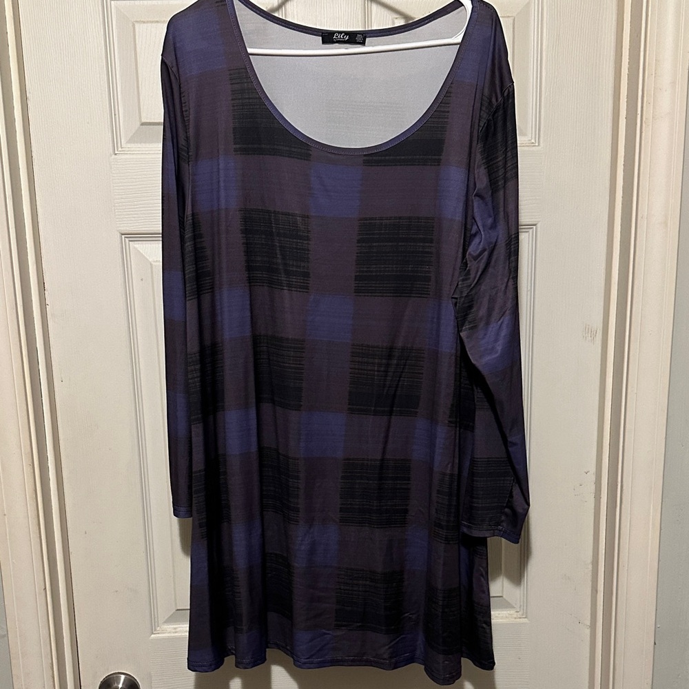 Eddie Women's Plaid Long Sleeve Top - Black and Purple